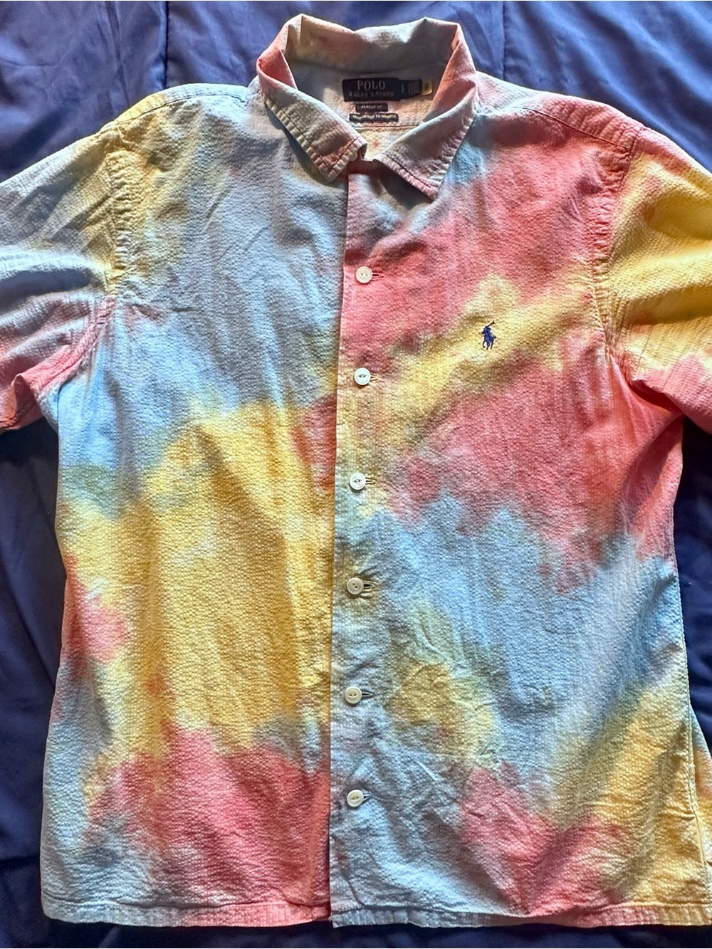 Polo by Ralph Lauren Men's Multicolor Pastel Tie-Dye Button-Down Shirt